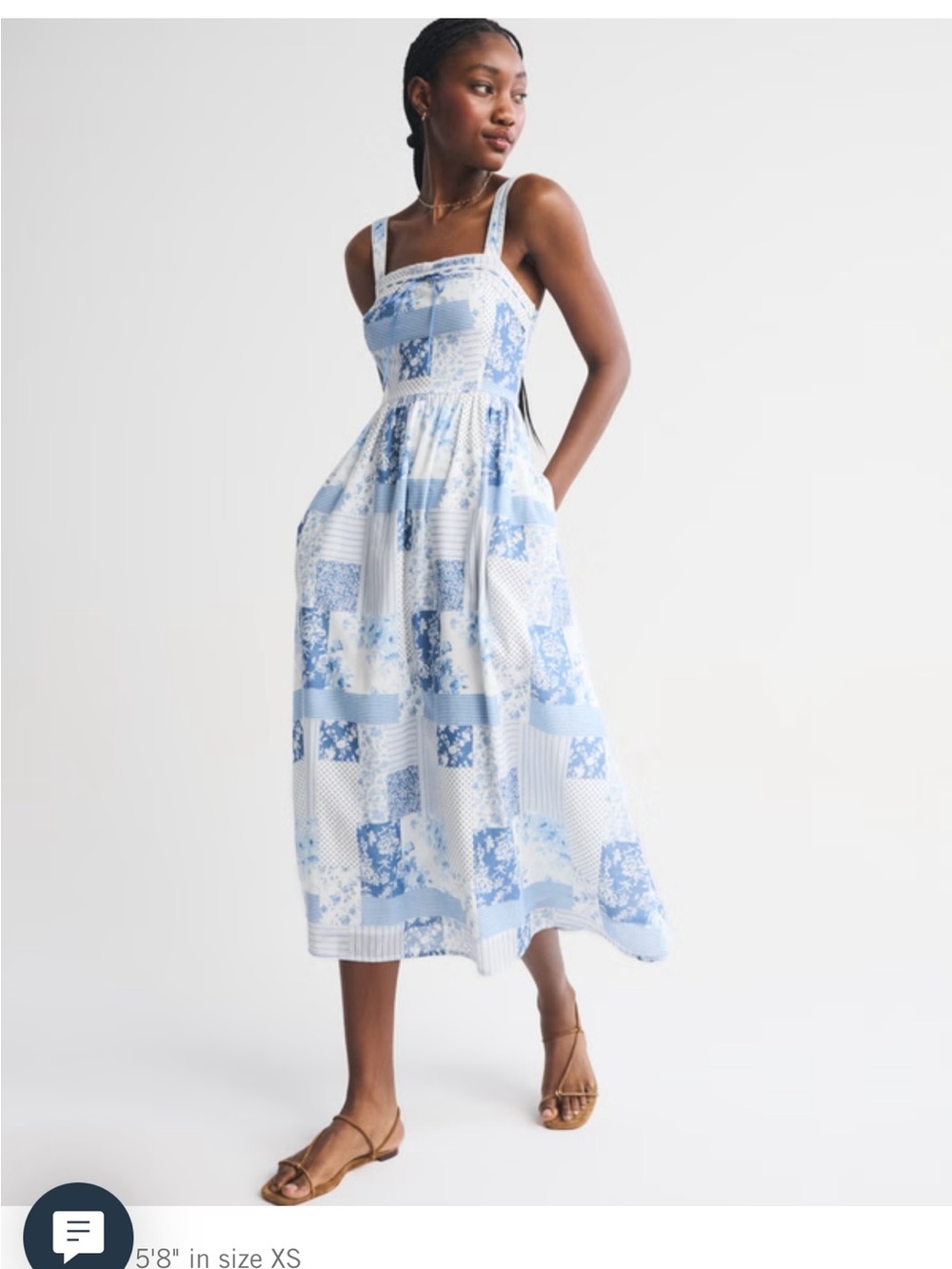 Abercrombie & Fitch Blue and White Patchwork Maxi Sundress